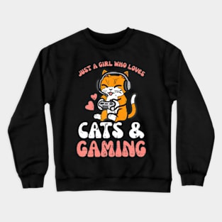 Just  Cats Gaming Video  Women Girls Kids Crewneck Sweatshirt